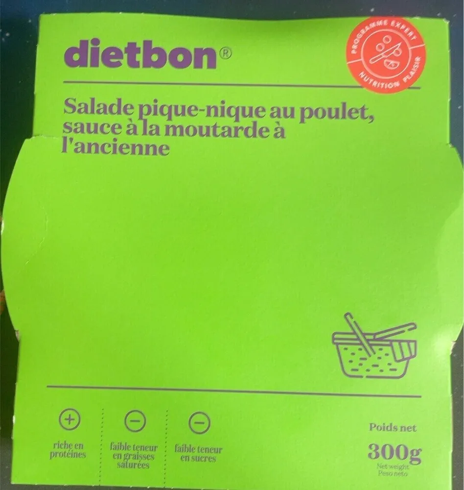 Salade pique nique au poulet sauce a la moutarde a l’ancienne