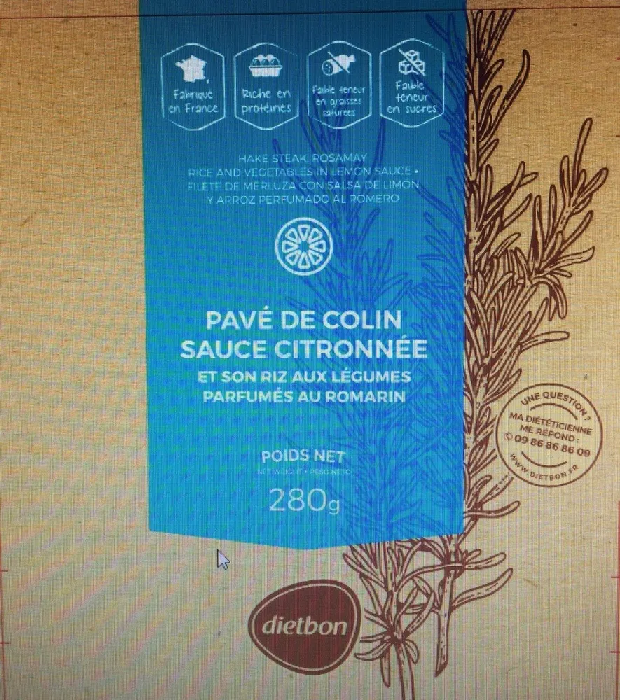Pavé de Colin, Sauce citronnée et son riz blanc aux légumes parfumés au romarin