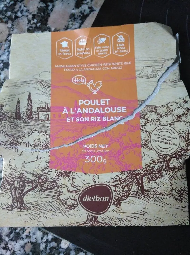 Poulet à l'Andalouse et son riz blanc