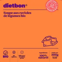 Soupe aux ravioles de légumes bio