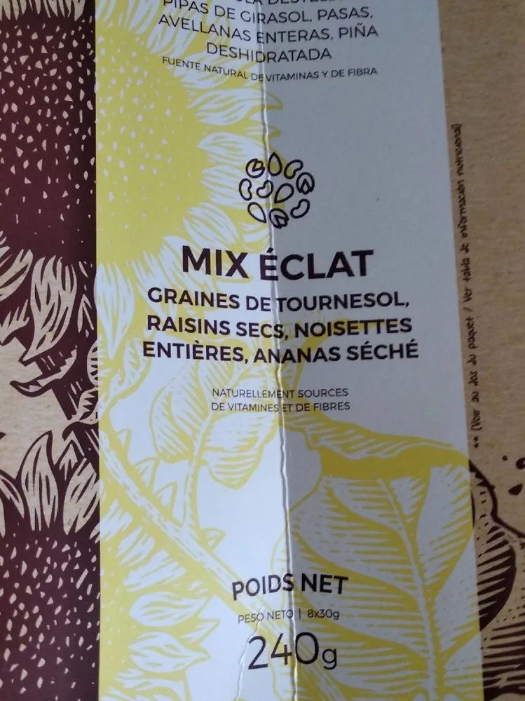 Mix Eclat Graines de Tournesol, Raisins, Noisettes, Ananas - SANS GLUTEN