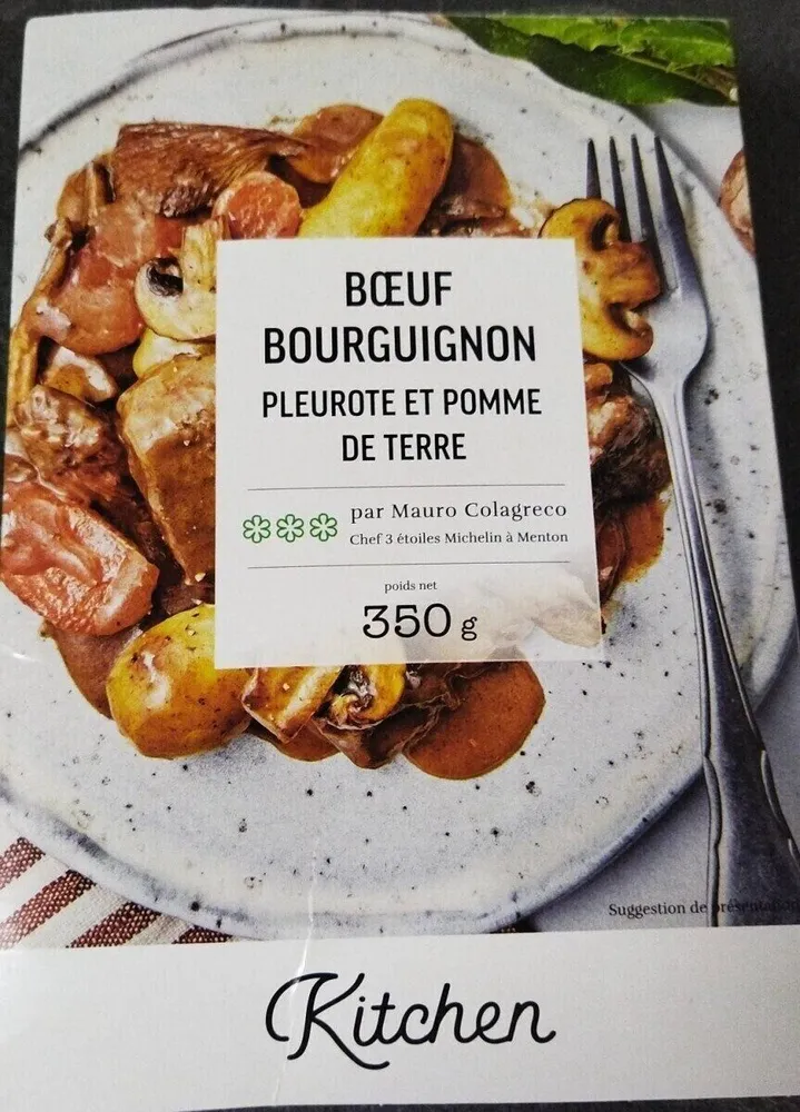 Boeuf bourguignon pleurote et pomme de terre