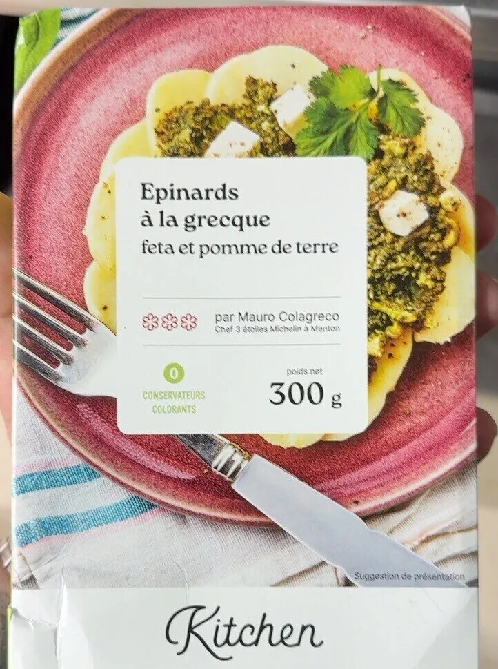 Epinards à la grecque feta et pommes de terre