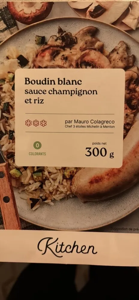 Boudin blanc sauce champignon et riz