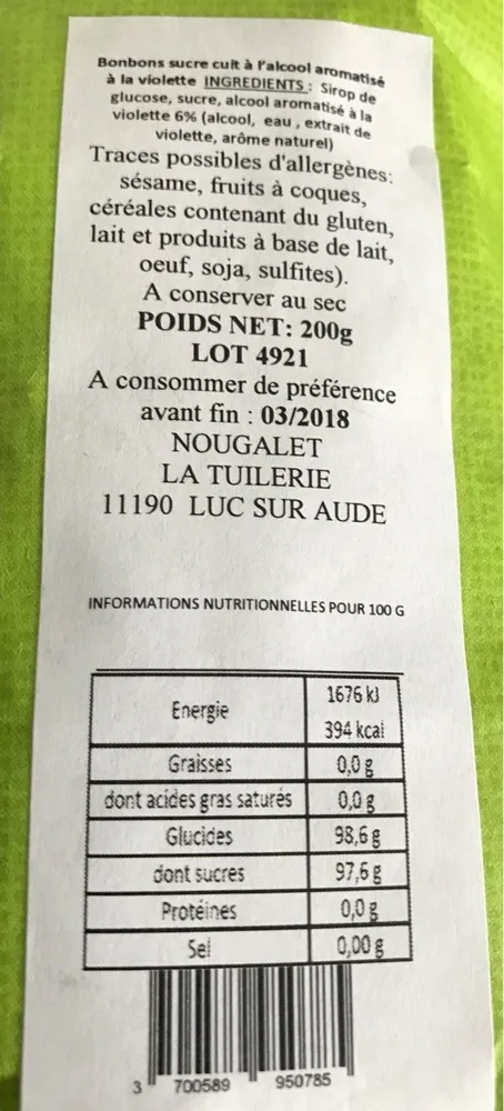 Bonbons sucrés