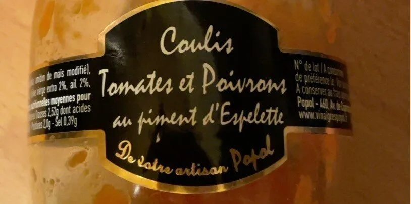Coulis tomztrCoulis Tomates et poivrons au piment d’espelette