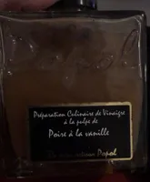 Préparation culinaire de vinaigre à la pulpe de poire vanille