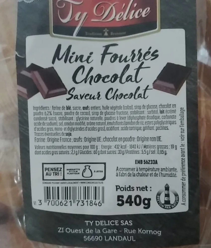 Mini fourrés chocolat