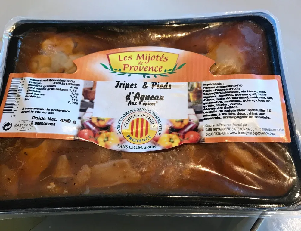 Tripes et pieds d'agneau