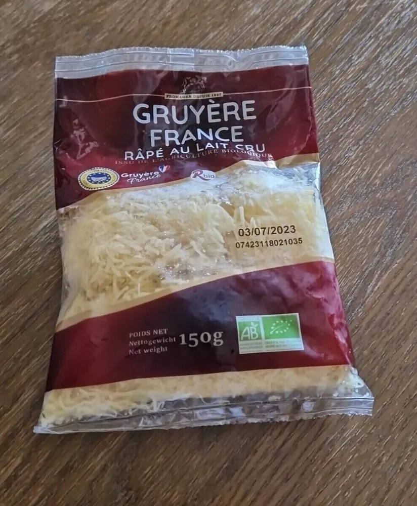 Gruyère France râpé au lait cru bio