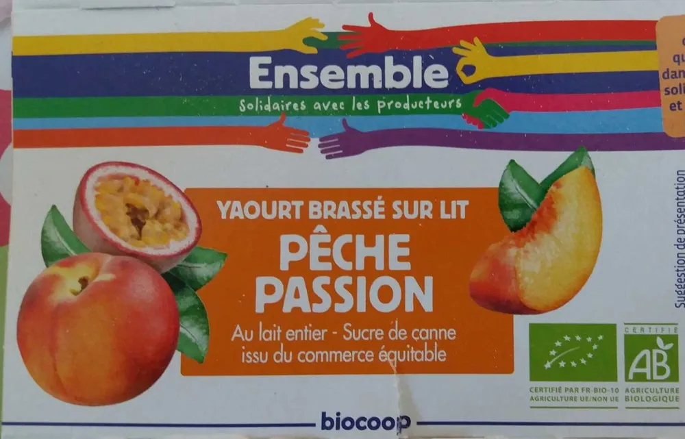 Yaourt brassé sur lit pêche passion
