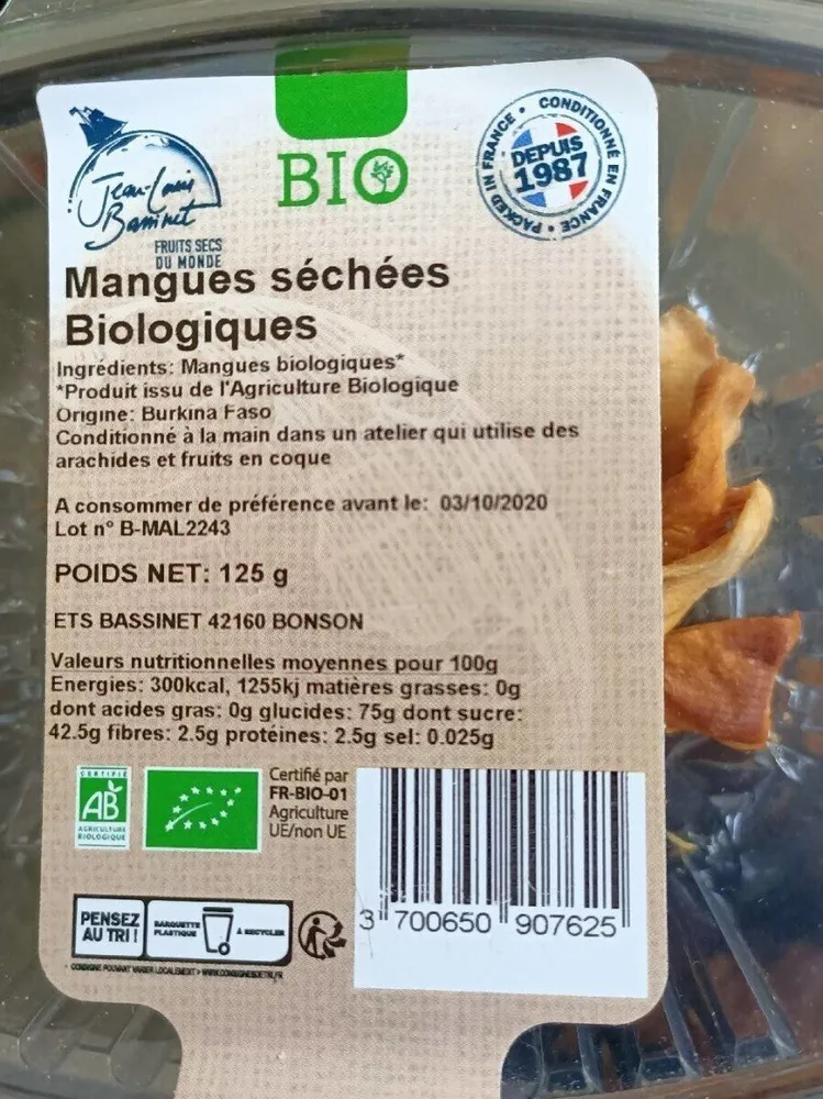Mangue séchées biologiques