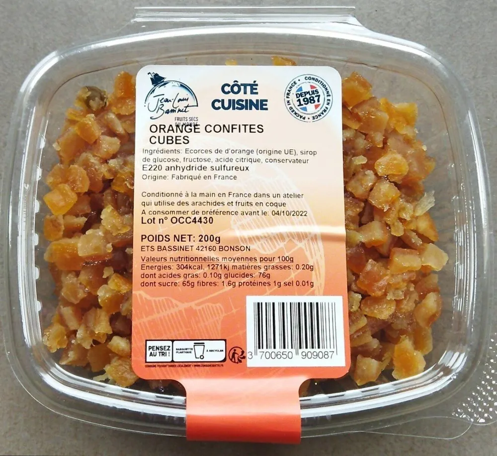 Oranges confites cubes