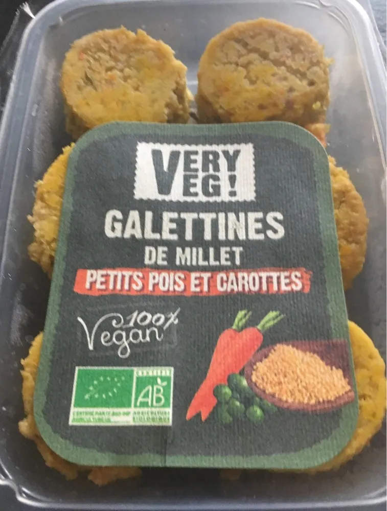 Galettines de millet petit pois carottes