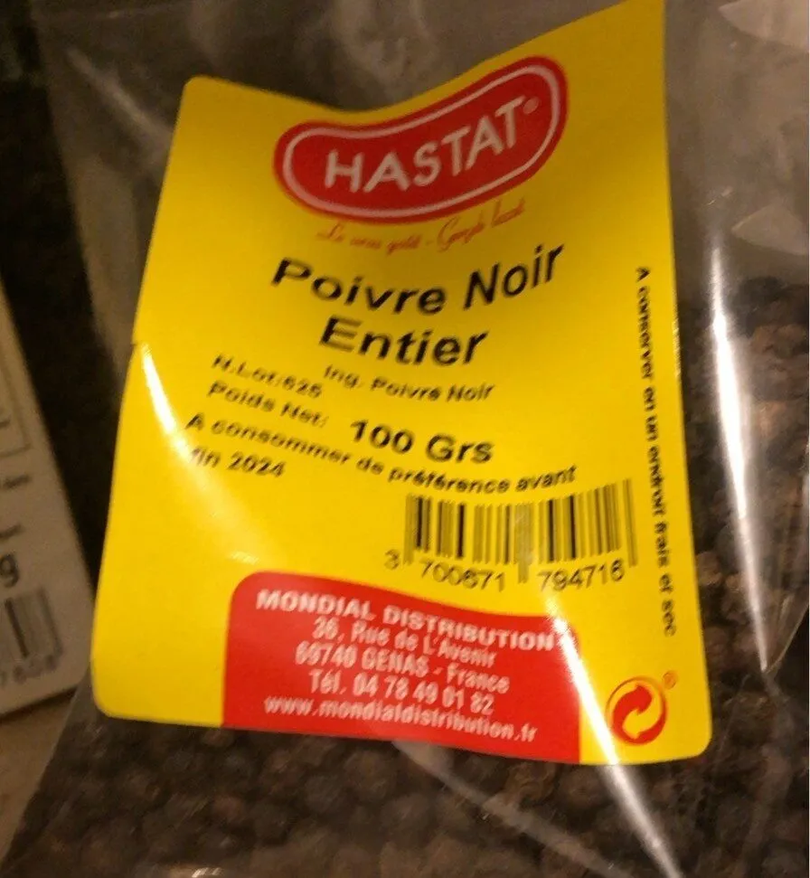 Poivre noir entier