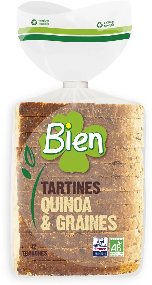 Pain tartines bio* cereales 450g
