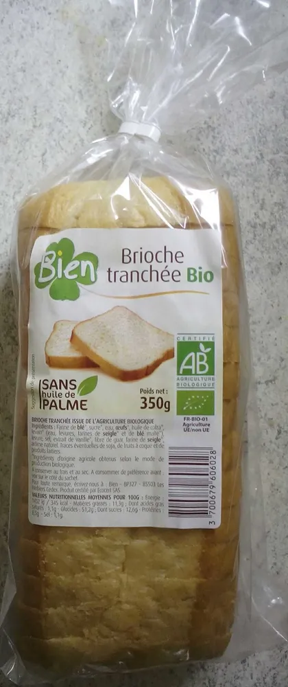 Brioche tranchée Bio