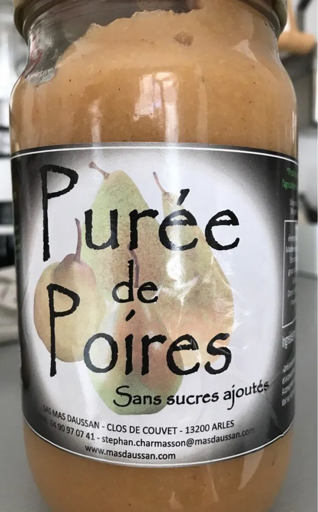 Puree de poires sans sucres ajoutés