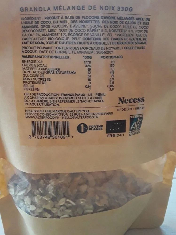 Granola mélange de noix