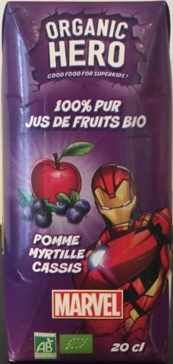 100% Pur Jus de Fruits Bio Pomme Myrtille Cassis