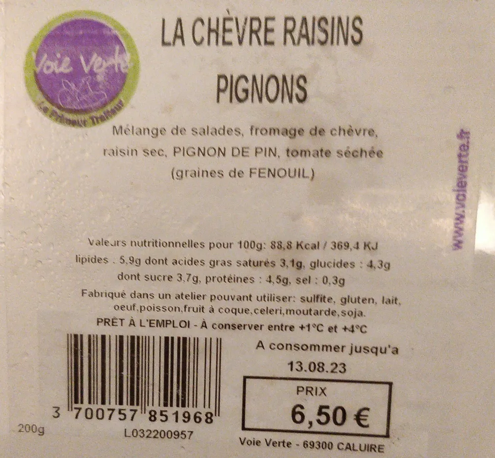 La chèvre, raisins, pignons