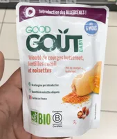 Velouté de courge, Butternut, lentilles corail et noisettes