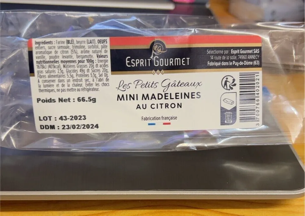 Mini, madeleine au citron