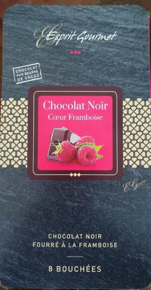 Chocolat noir fourré à la framboise