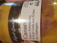 Canard sauce potimarron foie gras aux  eclats de châtaignes