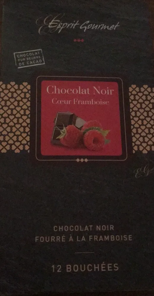 Chocolat noir fourré à la framboise