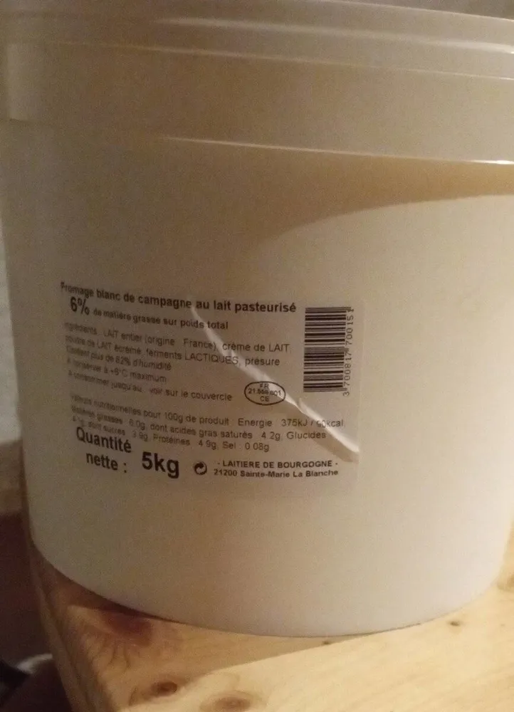 Fromage blanc de campagne au lait pasteurisé