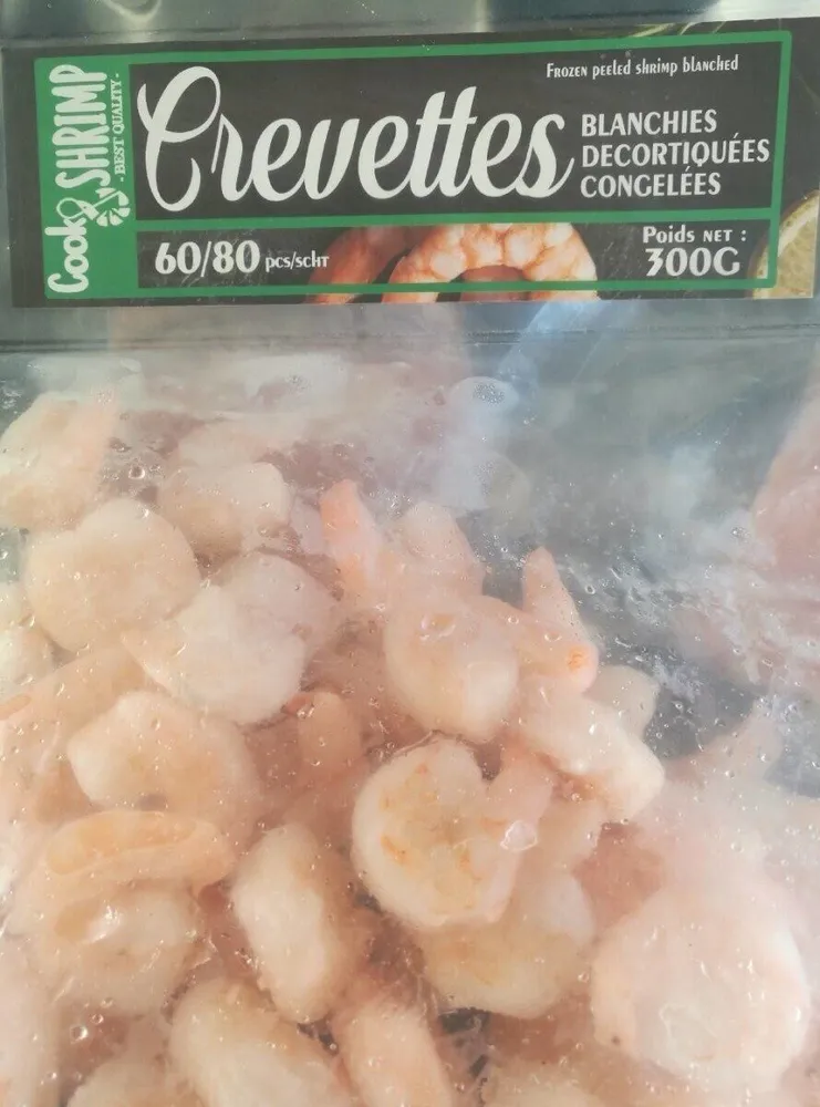 Crevettes blanchies décortiquées congelées