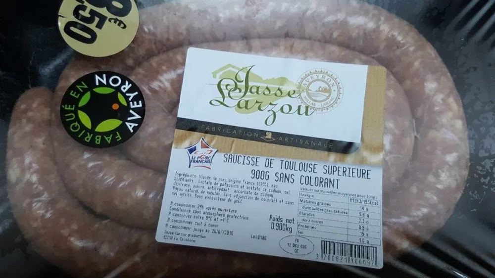 Saucisse de Toulouse supérieure 900g sans colorant