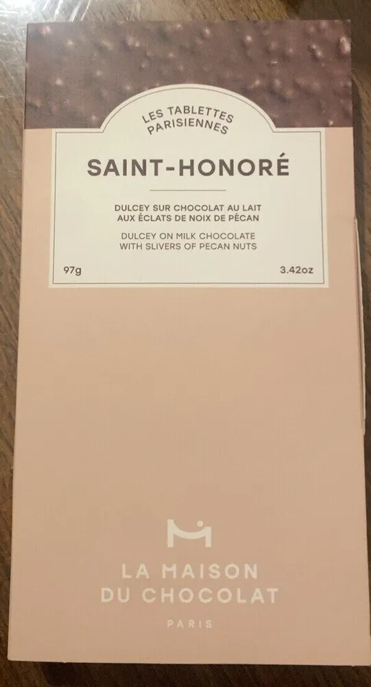 Dulcey sur chocolat au lait aux éclats de noix de Pécan