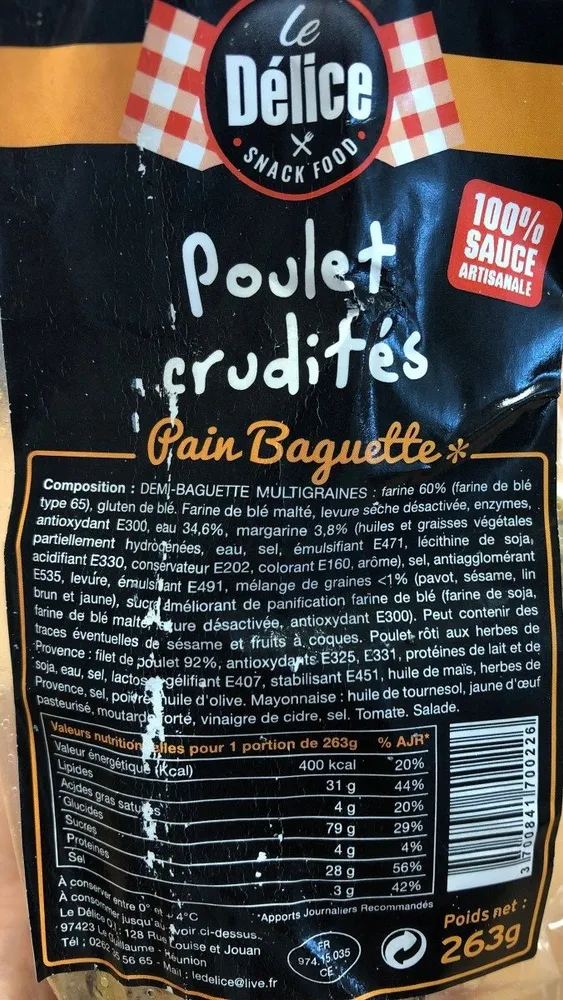 Poulet crudités