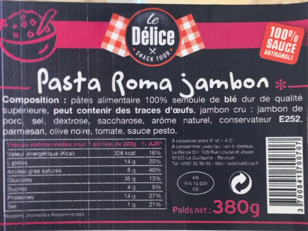 Pasta roma jambon