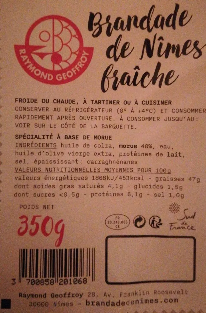 Brandade de Nimes fraîche