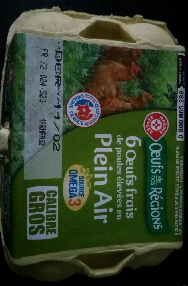6 Oeufs plein air cal. Gros