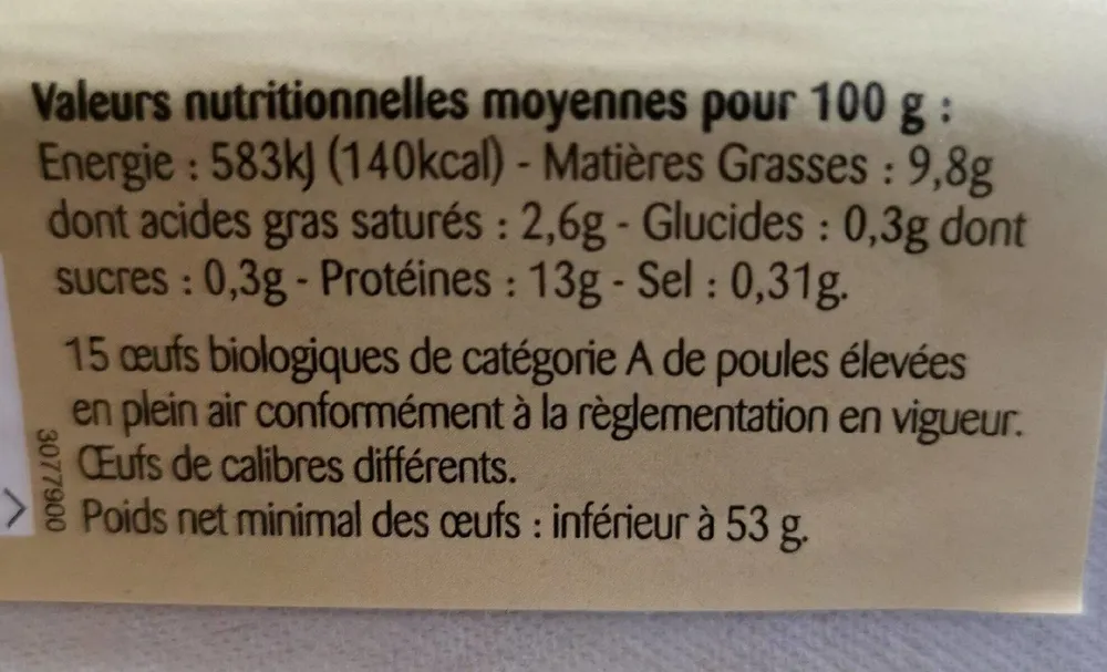 Nos œufs bio