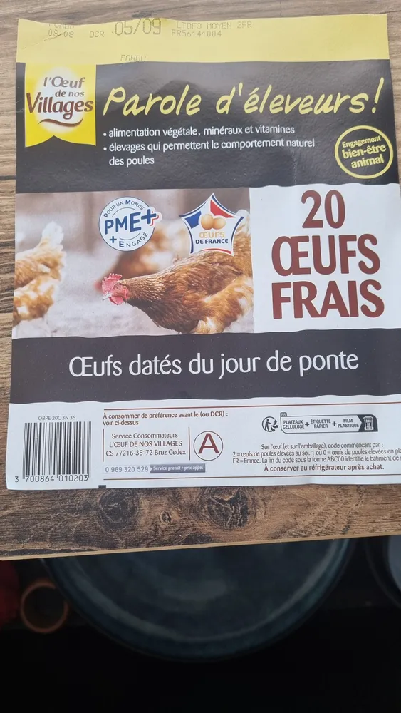L'Oeuf de nos Villages Parole d'éleveurs! 20 œufs frais datés du jour de ponte