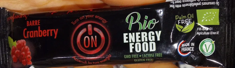 Barre Energétique Bio Avec 35% De Cranberries