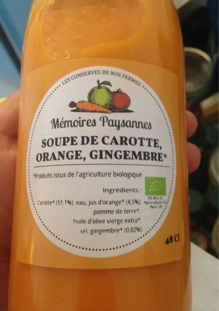 Soupe de carotte, orange, gingembre