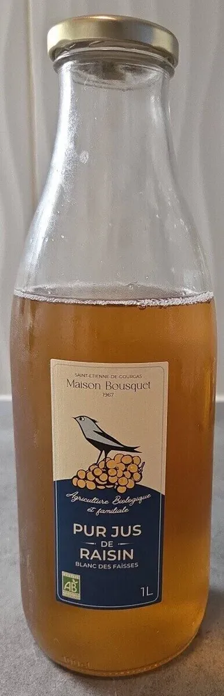 Pur jus de raisin blanc des faïsses