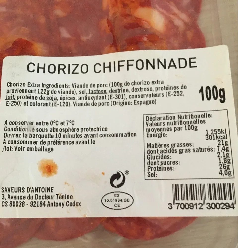Chorizo chiffonnade