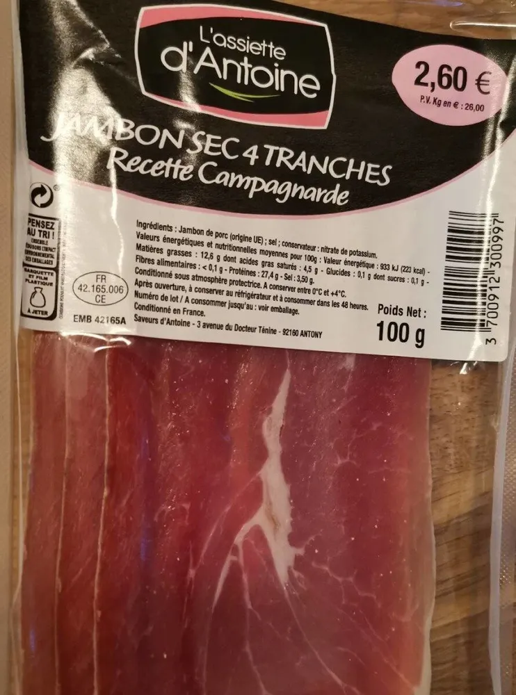 Jambon sec 4 tranches