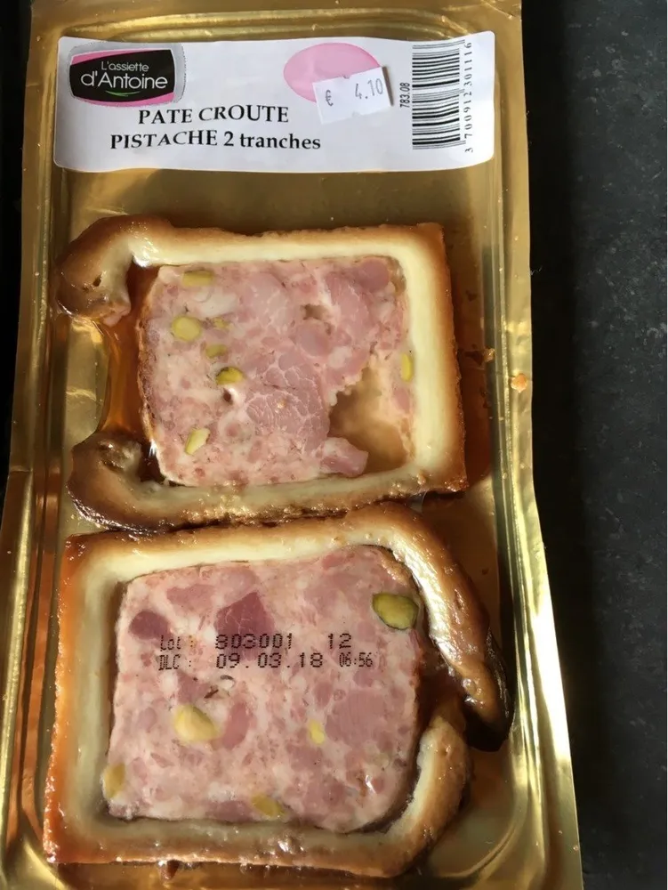 Paté en croite  pistache 2 tranche