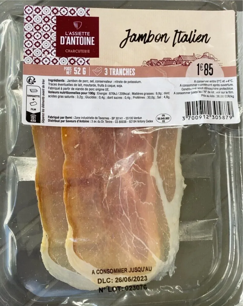 Jambon Italien l’assiette d’antoine