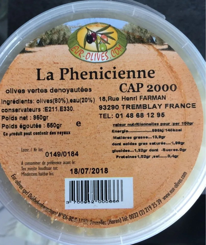 Olives vertes denoyautees