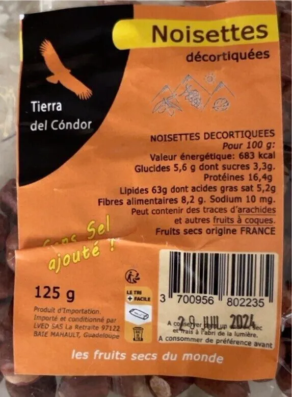 Noisettes décortiquées
