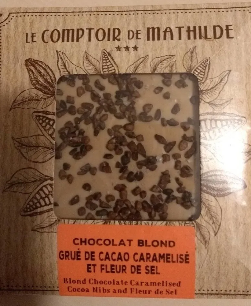 Chocolat blond grué de cacao caramelisé et fleur de sel